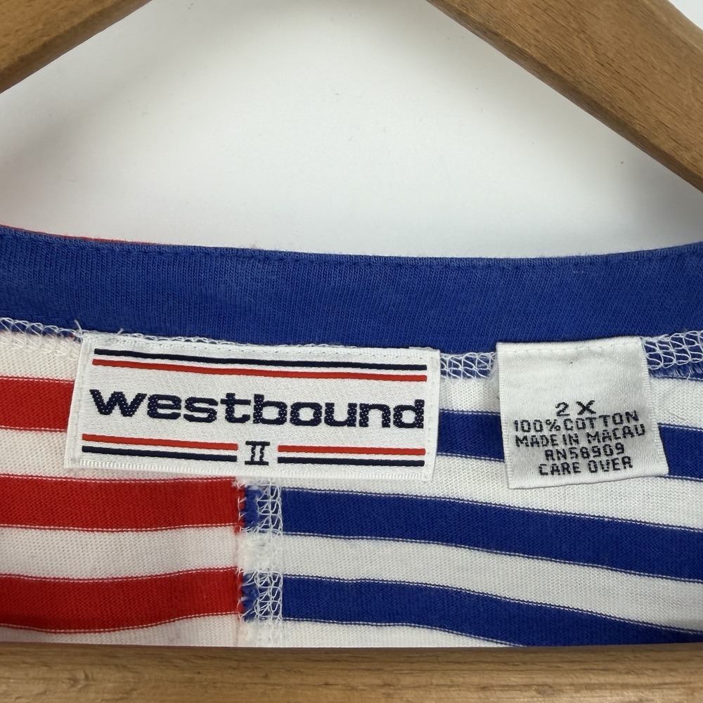 Vtg Westbound T-Shirt 2X Striped Short Sleeve Preppy Beach Classic 80s 90 Retro - Picture 6 of 12